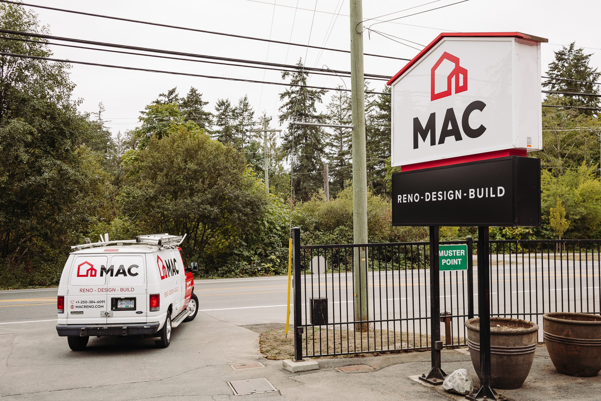 MAC Island Construction office and signage representing professional construction services in Victoria.